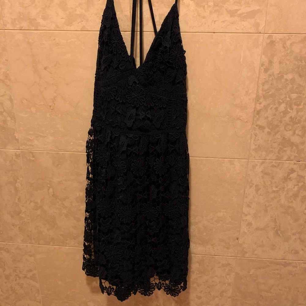 Navy Blue Lace Mini Dress